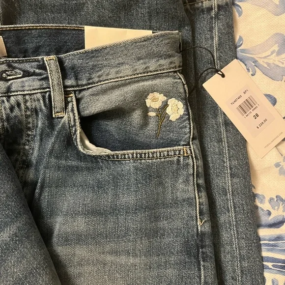 7 for All Mankind EASY STRAIGHT WITH EMBROIDERY IN SPRUCE RIGID